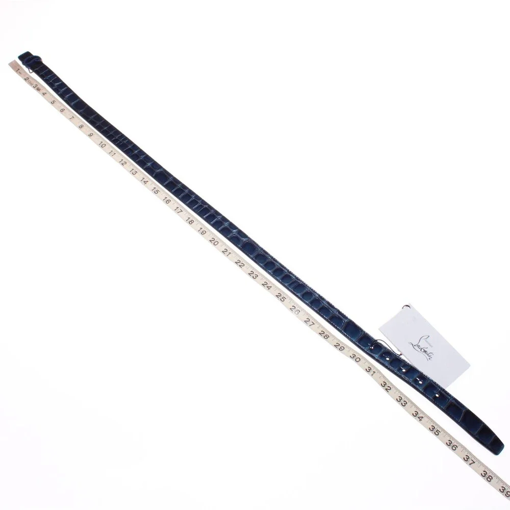 Christian Louboutin NWT Belt Size 80 / 32 US in Blue Alligator-Embossed Leather